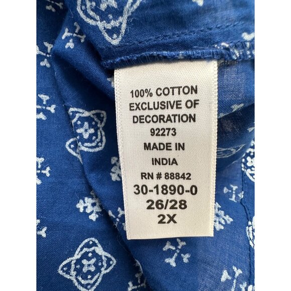 Ellos Peasant Blouse Women 2X Blue Ruffle Trim Tassel Tie Neck Boho Feminine - Picture 6 of 8